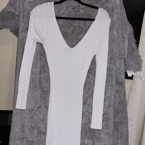 Fashion Nova White Long Sleeve Bodycon Dress